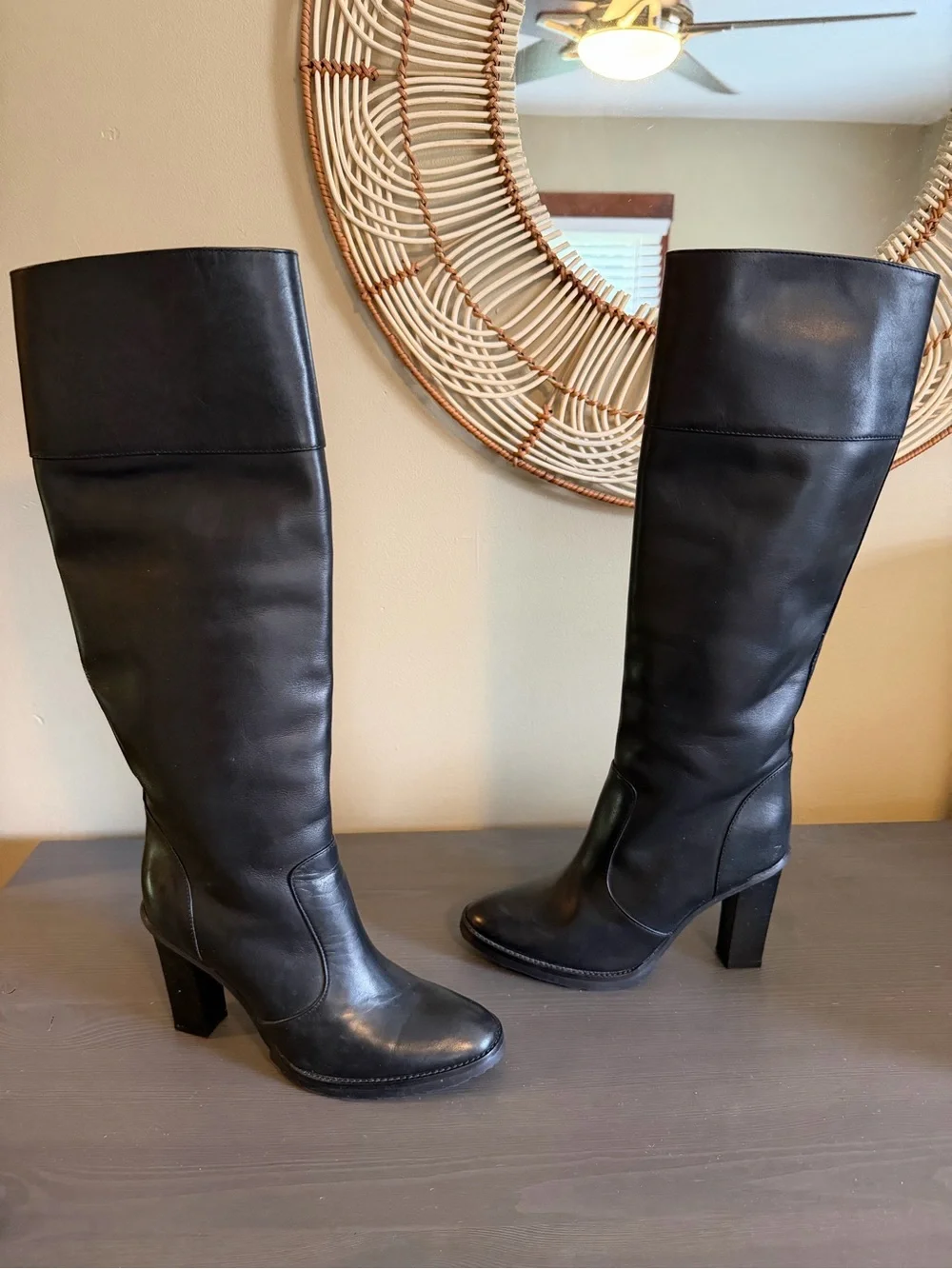 Michael Kors Classic Black Leather Knee-High Boots
